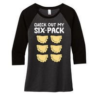 Check Out My Six Pack Polish Dumplings Funny Pierogi Women's Tri-Blend 3/4-Sleeve Raglan Shirt