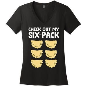 Check Out My Six Pack Polish Dumplings Funny Pierogi Women's V-Neck T-Shirt