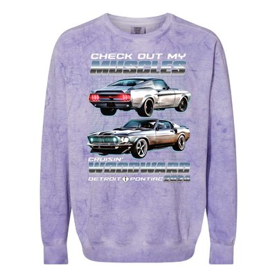 Check Out My Muscles Cruising Woodward Detroit To Pontiac 2024 Colorblast Crewneck Sweatshirt