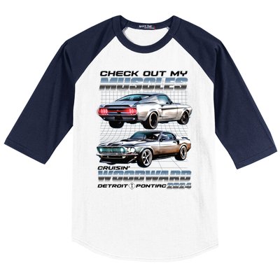 Check Out My Muscles Cruising Woodward Detroit To Pontiac 2024 Baseball Sleeve Shirt