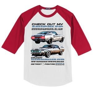 Check Out My Muscles Cruising Woodward Detroit To Pontiac 2024 Kids Colorblock Raglan Jersey