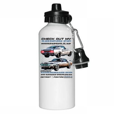 Check Out My Muscles Cruising Woodward Detroit To Pontiac 2024 Aluminum Water Bottle 