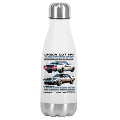 Check Out My Muscles Cruising Woodward Detroit To Pontiac 2024 Stainless Steel Insulated Water Bottle