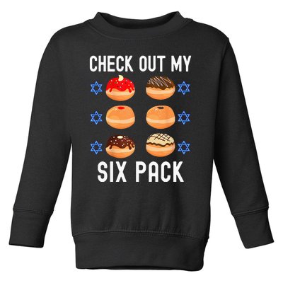 Check Out My Six Pack Donut Abs Hanukkah Chanukah Toddler Sweatshirt