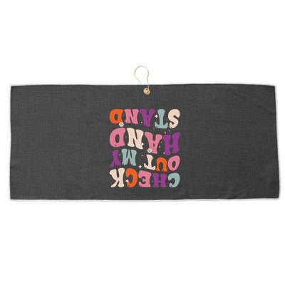 Check Out My Handstand Funny Gymnastics Large Microfiber Waffle Golf Towel