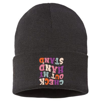Check Out My Handstand Funny Gymnastics Sustainable Knit Beanie