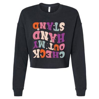 Check Out My Handstand Funny Gymnastics Cropped Pullover Crew
