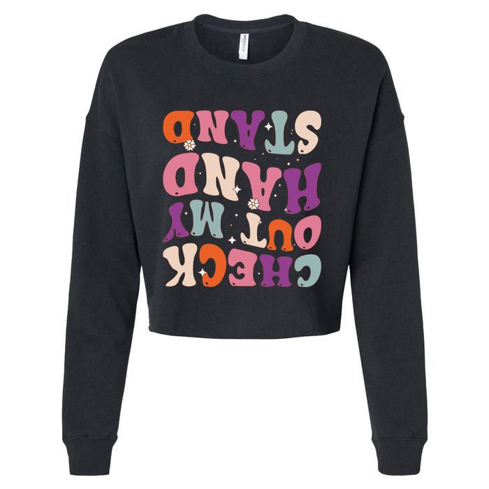 Check Out My Handstand Funny Gymnastics Cropped Pullover Crew