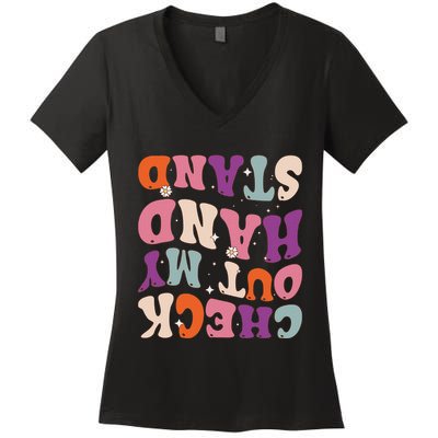 Check Out My Handstand Funny Gymnastics Women's V-Neck T-Shirt