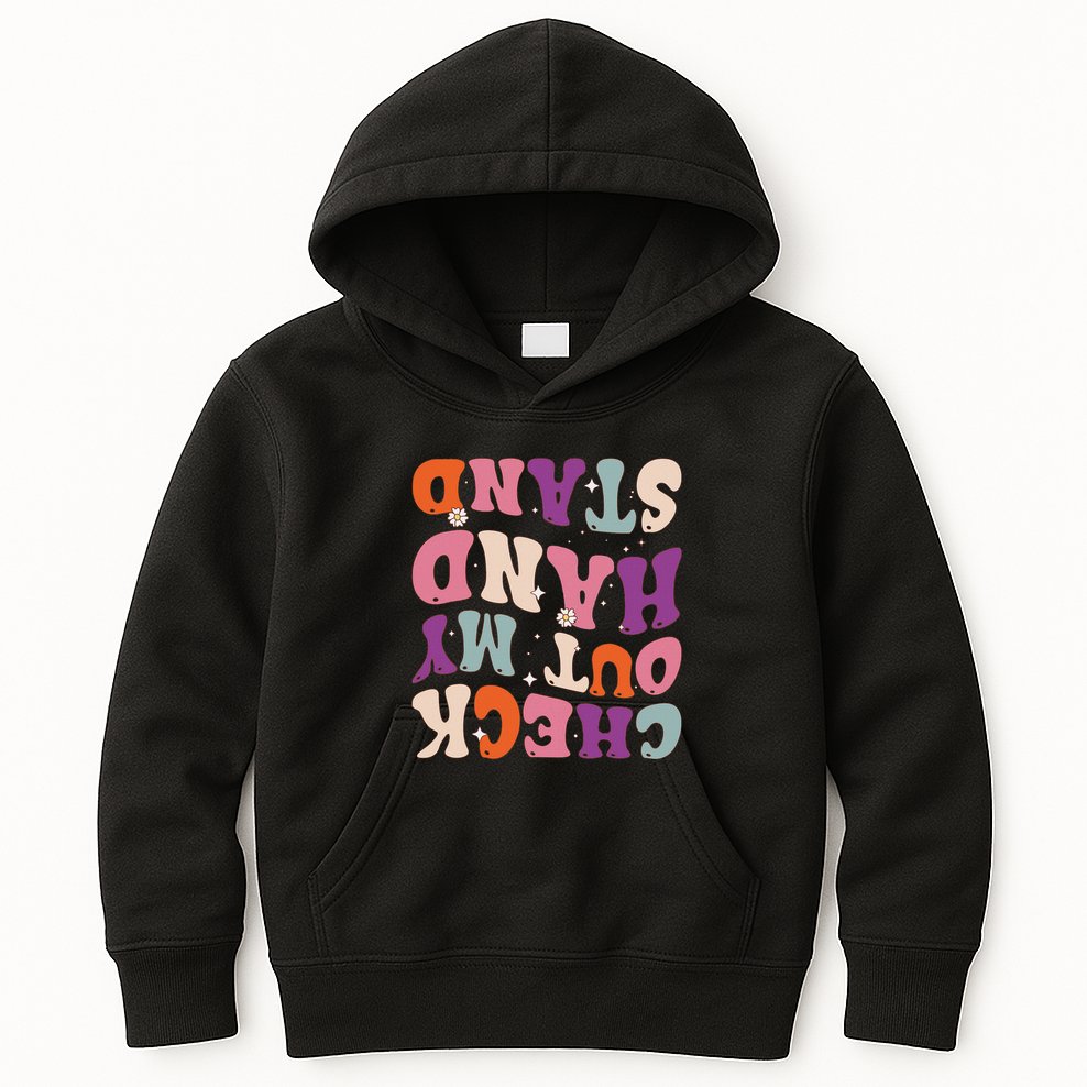 Check Out My Handstand Funny Gymnastics Kids Hoodie