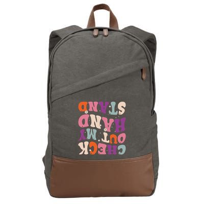 Check Out My Handstand Funny Gymnastics Cotton Canvas Backpack