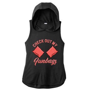 Check Out My Funbags Bean Bags Toss Cornhole Player Ladies PosiCharge Tri-Blend Wicking Draft Hoodie Tank