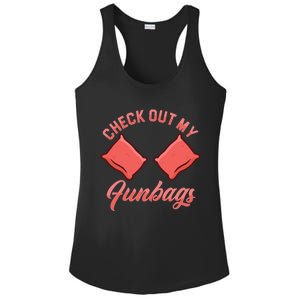 Check Out My Funbags Bean Bags Toss Cornhole Player Ladies PosiCharge Competitor Racerback Tank