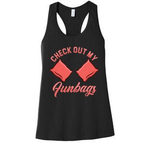 Check Out My Funbags Bean Bags Toss Cornhole Player Women's Racerback Tank