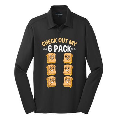 Check Out My Six Pack Grilled Cheese Silk Touch Performance Long Sleeve Polo