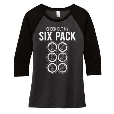 Check Out My Six Pack Women's Tri-Blend 3/4-Sleeve Raglan Shirt