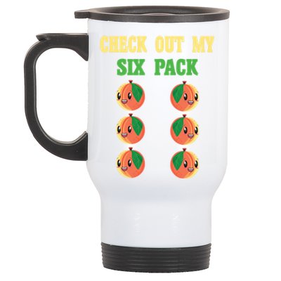 Check Out My Six 6 Pack Peach Weightlifting 'S 'S Cool Gift Stainless Steel Travel Mug