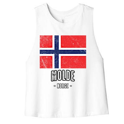 City Of Molde Gift Norway No Norwegian Flag Merch Gift Graphic Gift Women's Racerback Cropped Tank