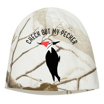 Check Out My Pecker Funny Woodpecker Bird Kati - Camo Knit Beanie