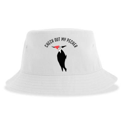 Check Out My Pecker Funny Woodpecker Bird Sustainable Bucket Hat