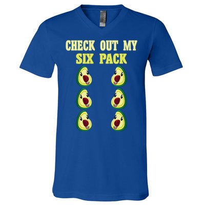 Check Out My Six 6 Pack Avocado Weightlifting 'S 'S Funny Gift V-Neck T-Shirt