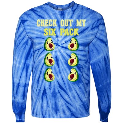 Check Out My Six 6 Pack Avocado Weightlifting 'S 'S Funny Gift Tie-Dye Long Sleeve Shirt