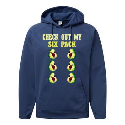 Check Out My Six 6 Pack Avocado Weightlifting 'S 'S Funny Gift Performance Fleece Hoodie