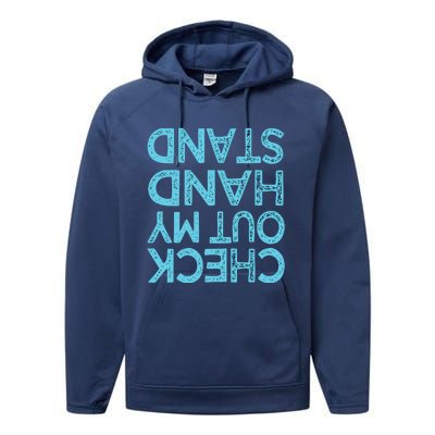 Check Out My Handstand Funny Gymnastics Gift Boy Girl Performance Fleece Hoodie