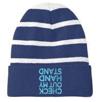 Check Out My Handstand Funny Gymnastics Gift Boy Girl Striped Beanie with Solid Band