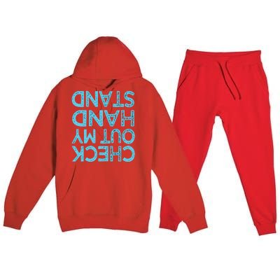 Check Out My Handstand Funny Gymnastics Gift Boy Girl Premium Hooded Sweatsuit Set