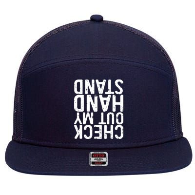 Check Out My Handstand Funny Gymnastics 7 Panel Mesh Trucker Snapback Hat