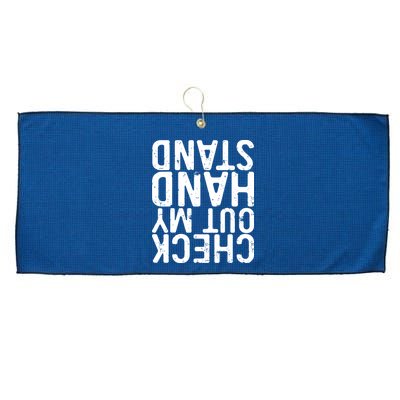 Check Out My Handstand Funny Gymnastics Large Microfiber Waffle Golf Towel