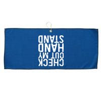 Check Out My Handstand Funny Gymnastics Large Microfiber Waffle Golf Towel
