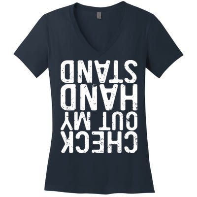 Check Out My Handstand Funny Gymnastics Women's V-Neck T-Shirt