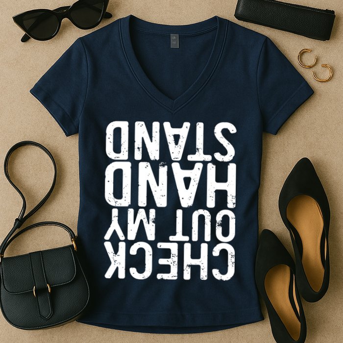 Check Out My Handstand Funny Gymnastics Women's V-Neck T-Shirt