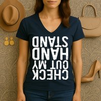 Check Out My Handstand Funny Gymnastics Women's V-Neck T-Shirt