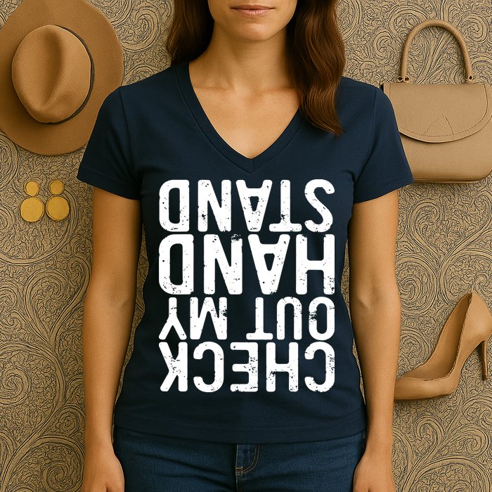 Check Out My Handstand Funny Gymnastics Women's V-Neck T-Shirt