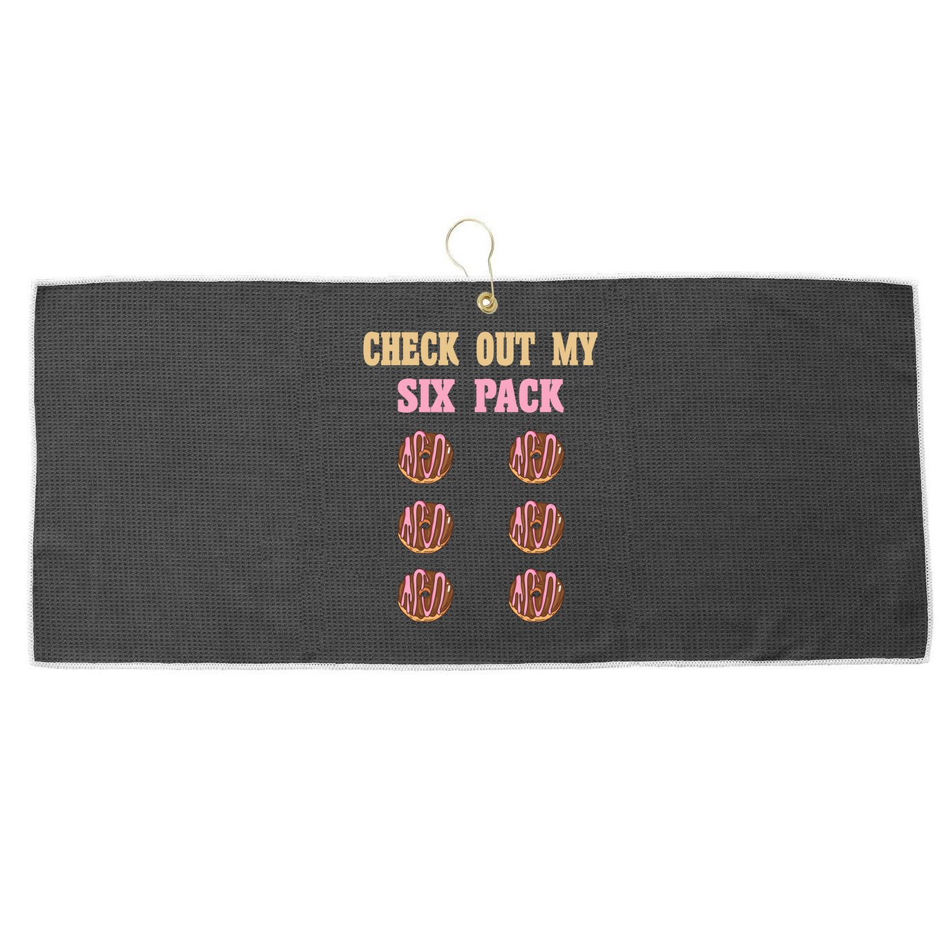 Check Out My Six 6 Pack Chocolate Donut Weightlifting Gift Large Microfiber Waffle Golf Towel