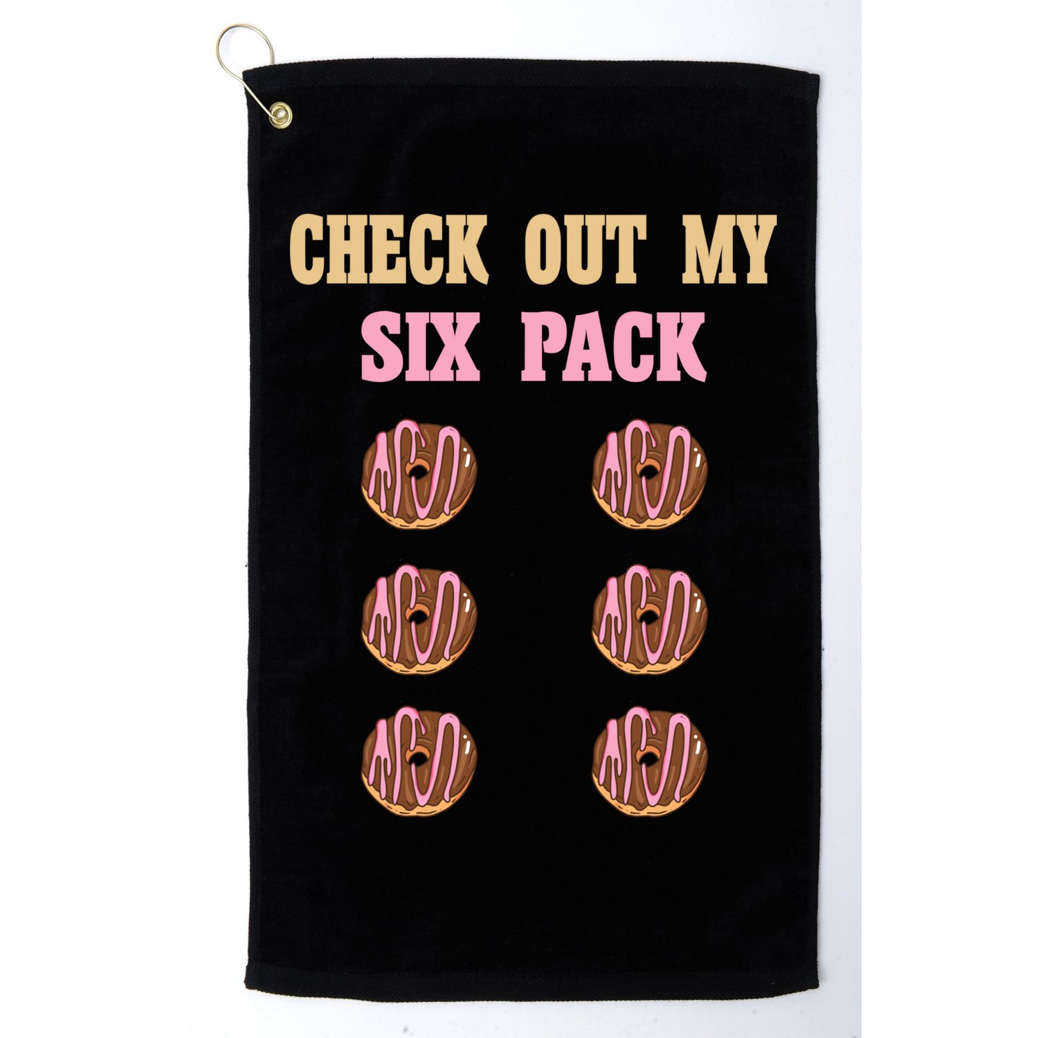 Check Out My Six 6 Pack Chocolate Donut Weightlifting Gift Golf Towel