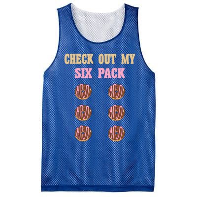 Check Out My Six 6 Pack Chocolate Donut Weightlifting Gift Mesh Reversible Basketball Jersey Tank