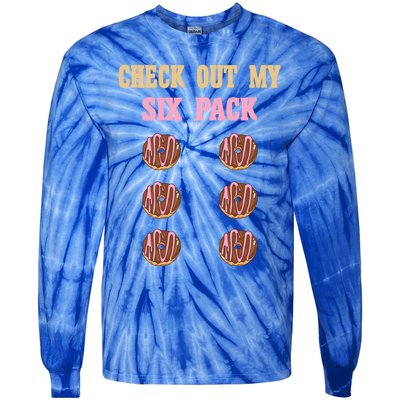 Check Out My Six 6 Pack Chocolate Donut Weightlifting Gift Tie-Dye Long Sleeve Shirt