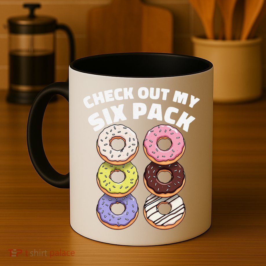 Check Out My Six Pack Funny Donut Design Mug