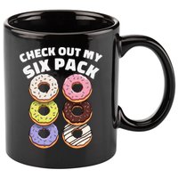 Check Out My Six Pack Funny Donut Design 11oz C Handle Ceramic Mug
