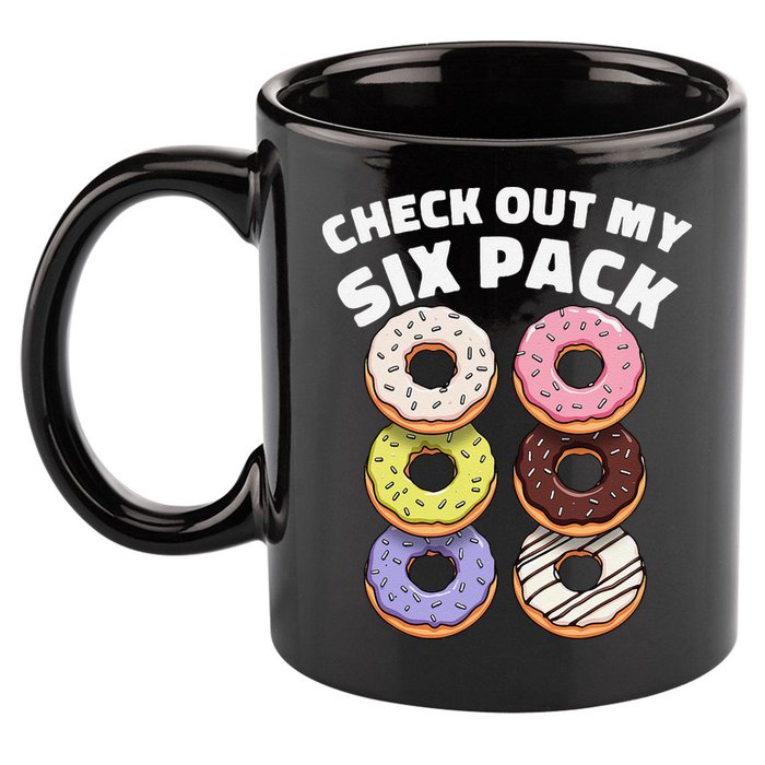 Check Out My Six Pack Funny Donut Design 11oz C Handle Ceramic Mug