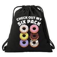 Check Out My Six Pack Funny Donut Design Drawstring Bag