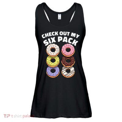 Check Out My Six Pack Funny Donut Design Ladies Essential Flowy Tank