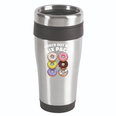 Check Out My Six Pack Funny Donut Design 16oz Travel Tumbler