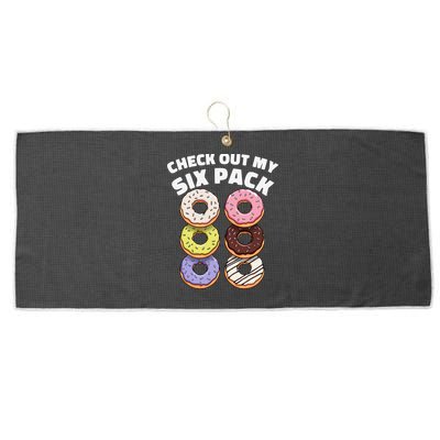 Check Out My Six Pack Funny Donut Design Large Microfiber Waffle Golf Towel