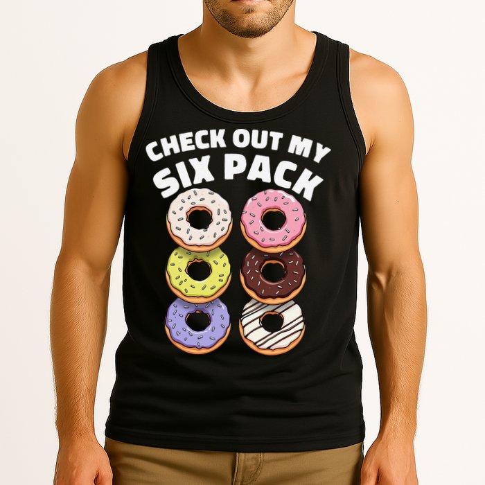 Check Out My Six Pack Funny Donut Design Tank Top
