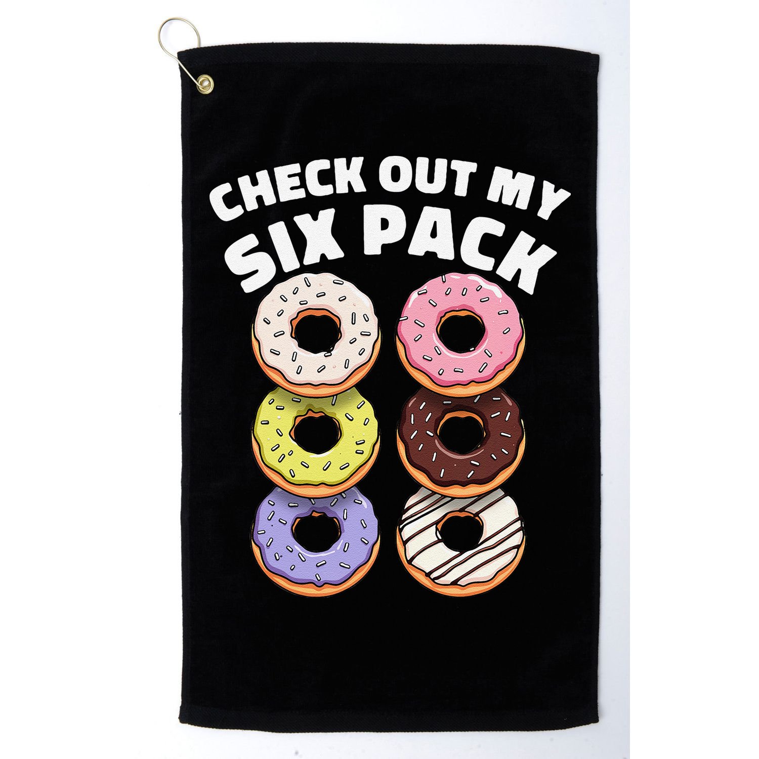 Check Out My Six Pack Funny Donut Design Golf Towel